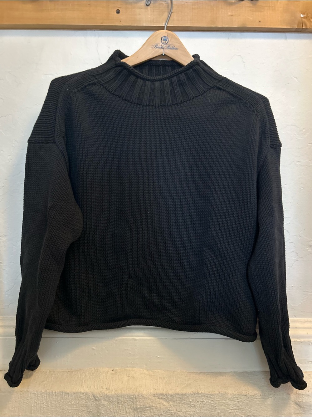 J. Crew Black Chunky Knit Mock Neck Sweater
